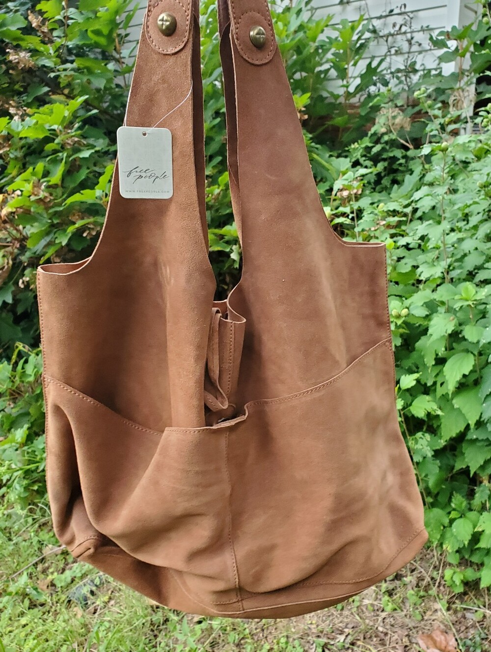 Free People Chestnut Suede Slouch Shoulder Bag